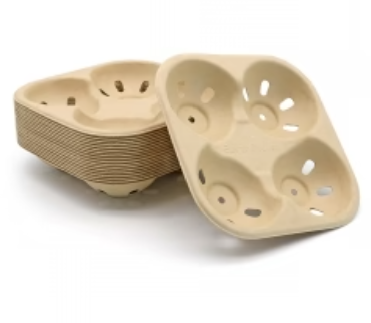 New Bagasse Compostable 4-Division Fruit Vegetable Tray